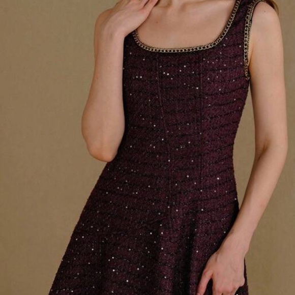 MOTF Burgundy Chain-Detail Mini Dress - Picture 1 of 2